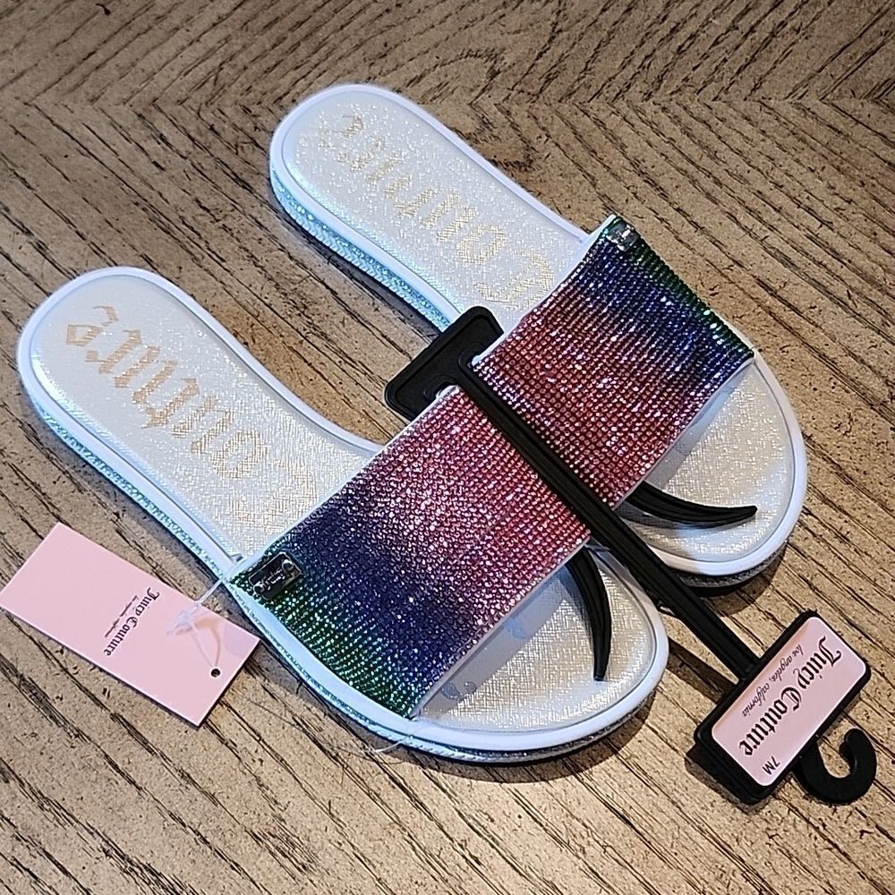 Juicy Couture rainbow blingy sandals size 7 NWT